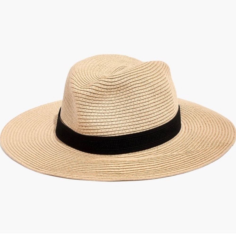 Madewell Straw Fedora Hat with Black Band